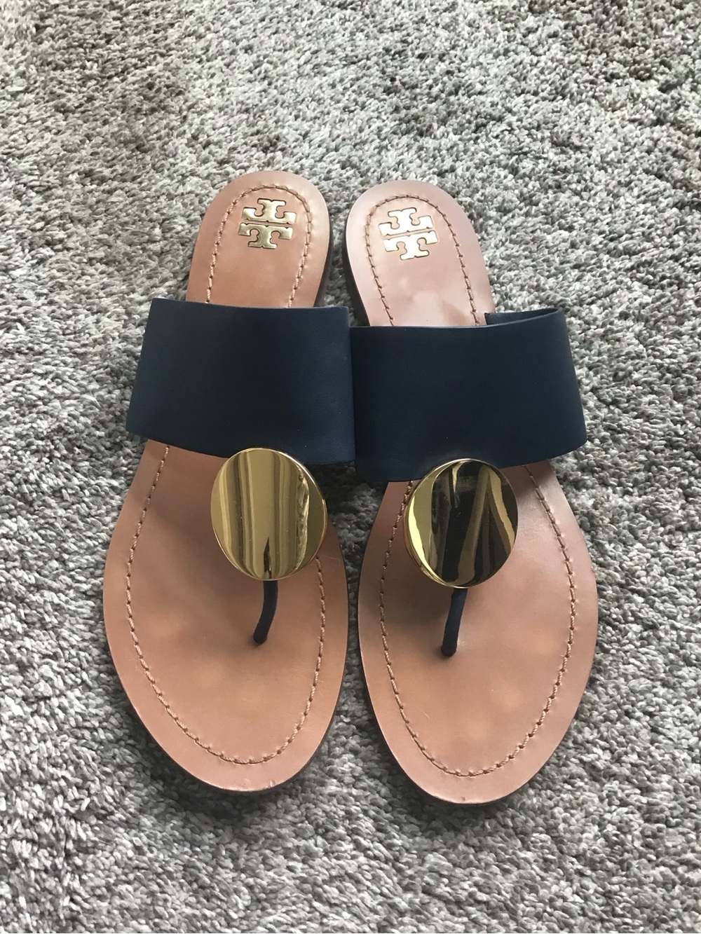Tory Burch Patos disk sandal navy blue size 10